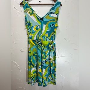 Tacera Retro 70’s Style Sleeveless Dress with Sash SZ Medium